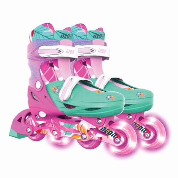 Yvolution Αυξομειούμενα πατίνια Neon Combo 2 σε 1, γαλάζιο - floral 53.NC49F4