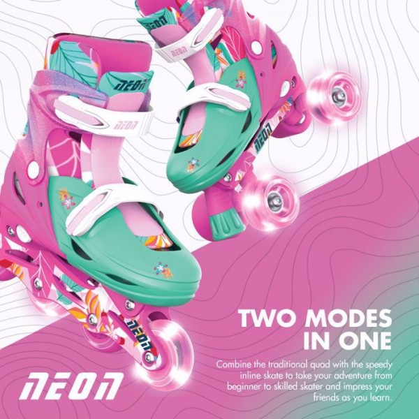 Yvolution Αυξομειούμενα πατίνια Neon Combo 2 σε 1, γαλάζιο - floral 53.NC49F4