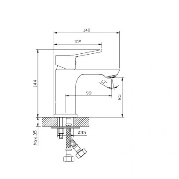 Kls Roma Μπαταρία Νιπτήρα Chrome 690211