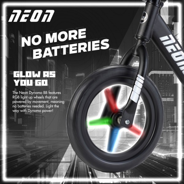 YVOLUTION Neon Ποδήλατο Ισορροπίας με LED Ρόδες 12'' - Μαύρο  53.NT52B2