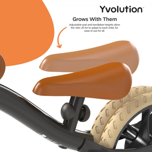 YVOLUTION Velo Junior Air 2021 Ποδήλατο Ισορροπίας - Μαύρο  53.YT30K4
