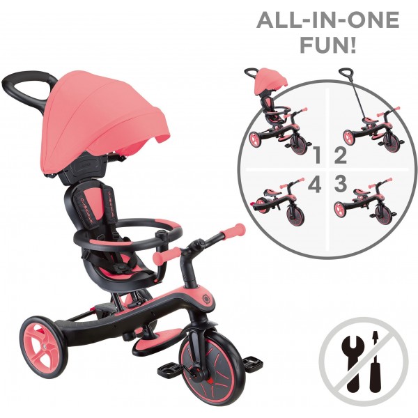 ΠΟΔΗΛΑΤΟ ΤΡΙΚΥΚΛΟ Globber Trike Explorer 4in1 Coral Pink (634-110)