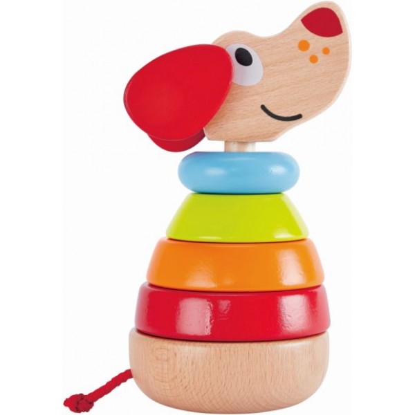 Hape Pepe Sound Stacker  - Ο Πέπε Μαθαίνει Σχήματα & Χρώμματα Στα Παιδιά & Γαυγίζει Όταν Του Χτυπούν Το Κεφαλάκι - 6Τεμ.(E0448A)