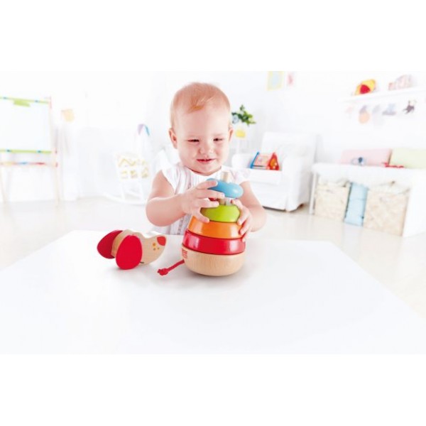 Hape Pepe Sound Stacker  - Ο Πέπε Μαθαίνει Σχήματα & Χρώμματα Στα Παιδιά & Γαυγίζει Όταν Του Χτυπούν Το Κεφαλάκι - 6Τεμ.(E0448A)