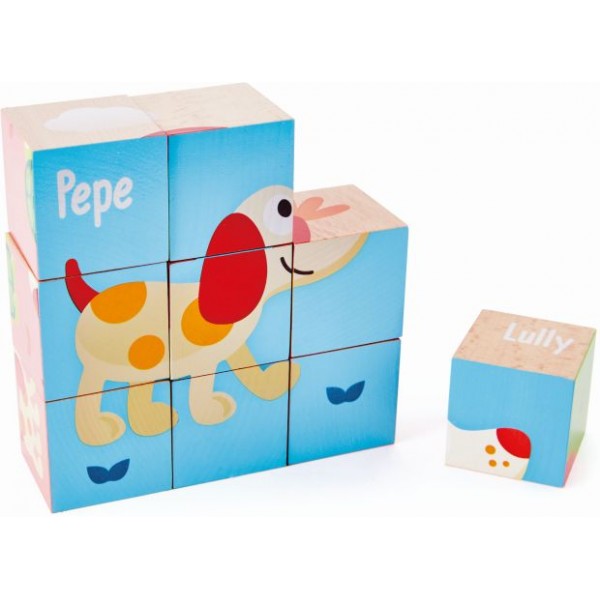 Hape Friendship Puzzle Blocks  - Ο Πέπε & Οι Φίλοι Του Σχηματίζουν Έξι Διαφορετικές Εικόνες - 9Τεμ.(E0452A)