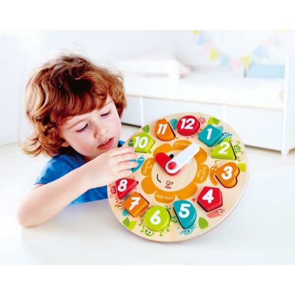 Hape Chunky Clock Puzzle  - Παζλ Ρολόι Με Μεγάλους Αριθμούς & Βάση Στήριξης - 13Τεμ.(E1622A)