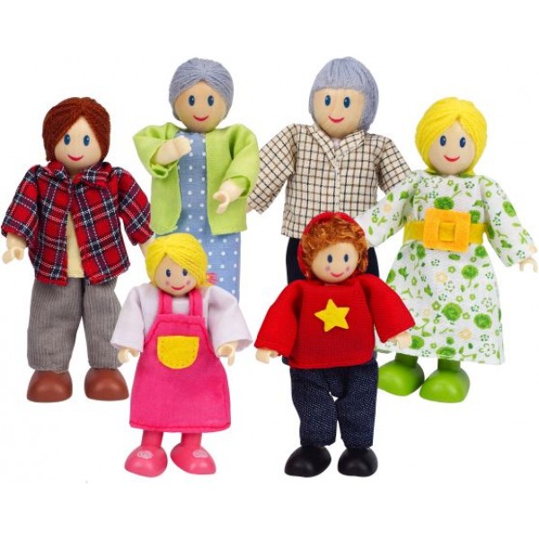 Hape Happy Family  - Caucasian - Μια Χαρούμενη Οικογένεια - 6Τεμ. (E3500A)
