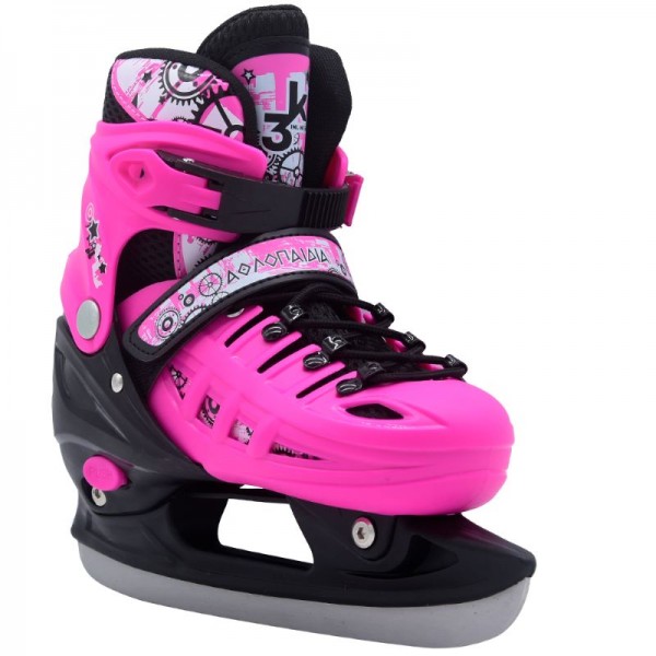 Rollers Αθλοπαιδιά 10305 Αυξομειούμενα Πατίνια/Roller Skates/Παγοπέδιλα 3 σε 1 - Ροζ