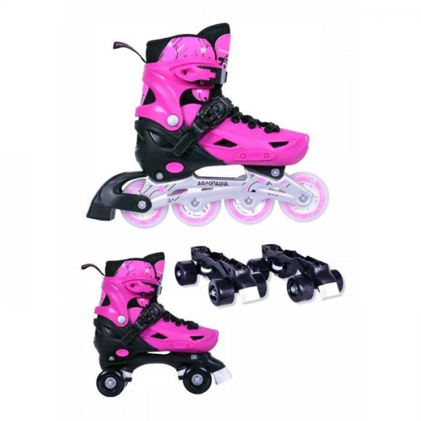 Rollers αυξομειούμενα πατίνια 3 μεγεθών 2 σε 1  - Ροζ  002.10306/INLR