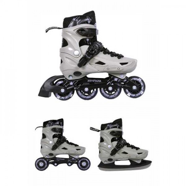 3K Rollers αυξομειούμενα πατίνια /Roller Skates/Παγοπέδιλα 3 μεγεθών 3 σε 1  - Γκρι  002.10306/RIS/GR