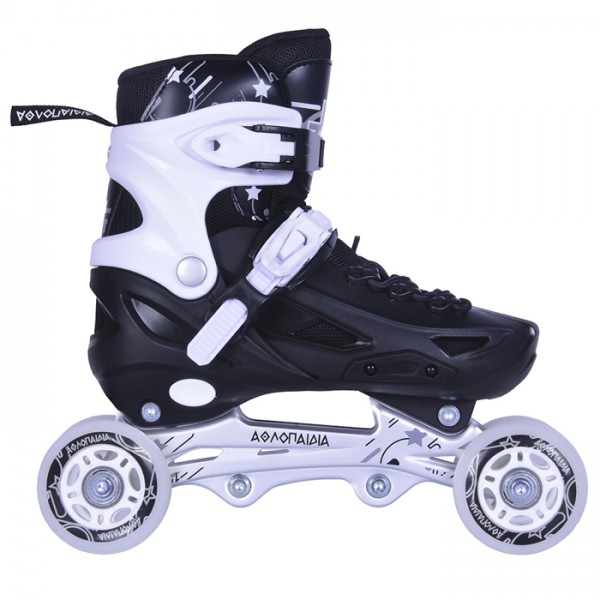 3K Rollers αυξομειούμενα πατίνια /Roller Skates/Παγοπέδιλα 3 μεγεθών 3 σε 1  - Μαύρο  002.10306/RIS/M