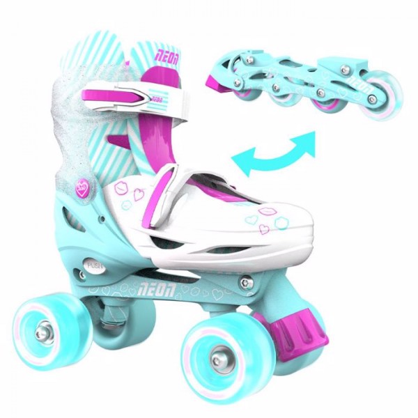 Αυξομειούμενα πατίνια Neon Combo 2 σε 1, γαλάζιο - ροζ 53.NT09T4