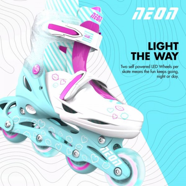 Αυξομειούμενα πατίνια Neon Combo 2 σε 1, γαλάζιο - ροζ 53.NT09T4