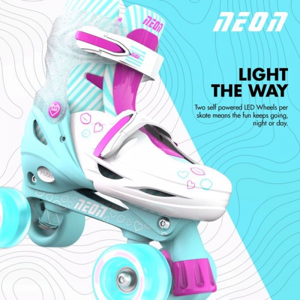 Αυξομειούμενα πατίνια Neon Combo 2 σε 1, γαλάζιο - ροζ 53.NT09T4