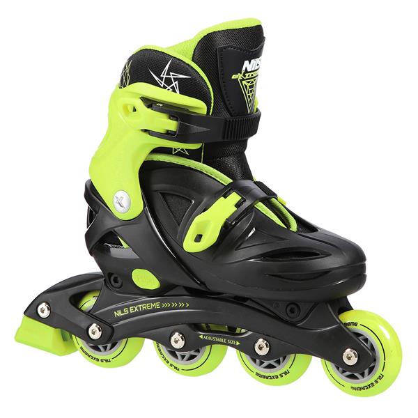 Rollers Αυξομειούμενα πατίνια Μαύρο/Λαχανί IN-LINE SKATES NILS EXTREME NJ/NA 0321BL
