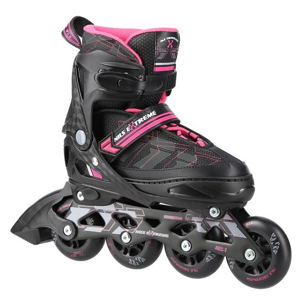 Rollers Αυξομειούμενα πατίνια Μαύρο/Ροζ IN-LINE SKATES NILS EXTREME NA11002