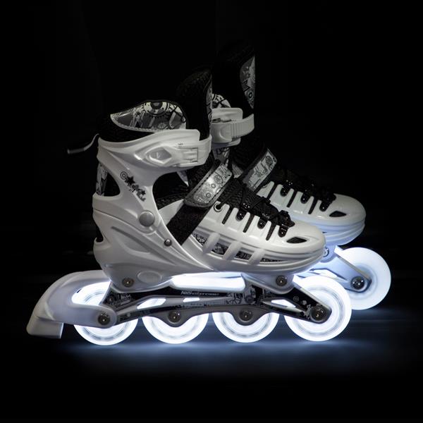Rollers Αυξομειούμενα πατίνια 4 σε1 ΑΣΠΡΟ INLINE SKATES NILS EXTREME  ΜΕ LED ΤΡΟΧΟΥΣ NH10905