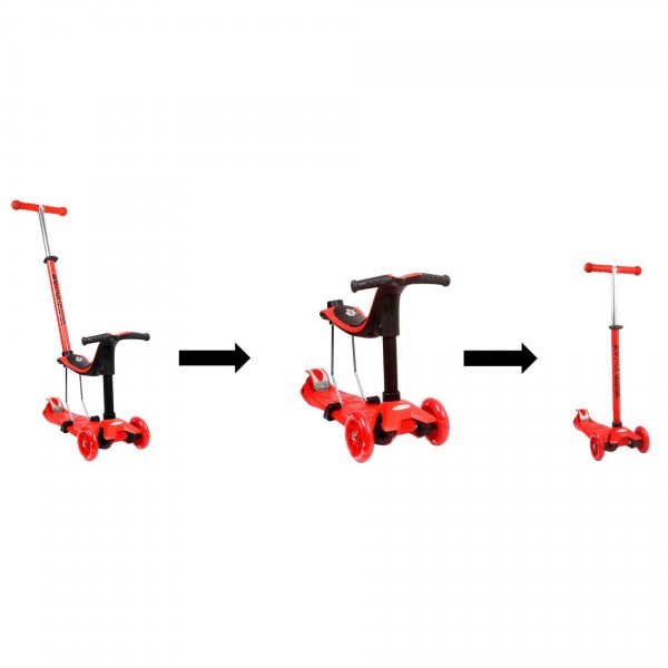 Scooter Πατίνι Αθλοπαιδιά Πολυμορφικό 3σε1, Κόκκινο 002.61212