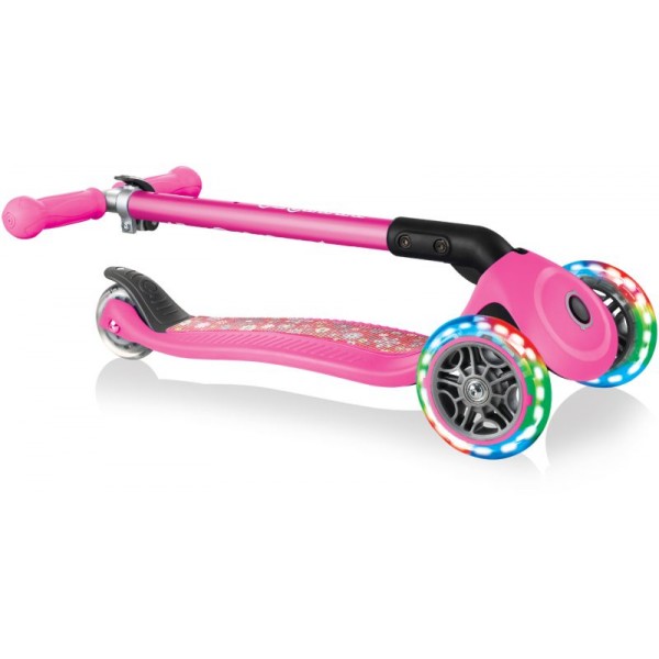 Scooter Πατίνι Globber Primo Foldable Fantasy Lights Flowers Neon Pink (434-110)