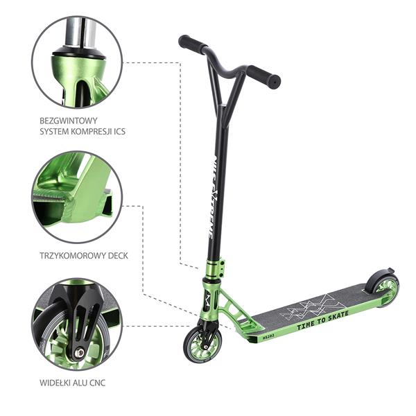 Scooter Πατίνι  PRO BLACK-GREEN STUNT NILS EXTREME HS202